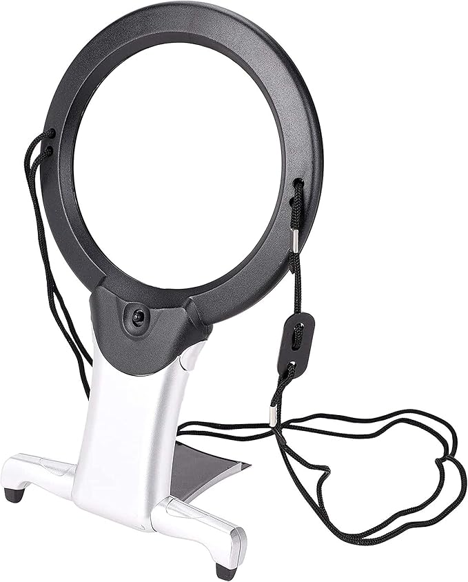 Hands Free Magnifying Glass for Close Work with Light 2X Lens & 6X Spot Magnifier, Neck Hanging LED Magnifier for Seniors, Coins, Cross Stitch, Sewing, Embroidery, Reading, Needlepoint, Hobbies
