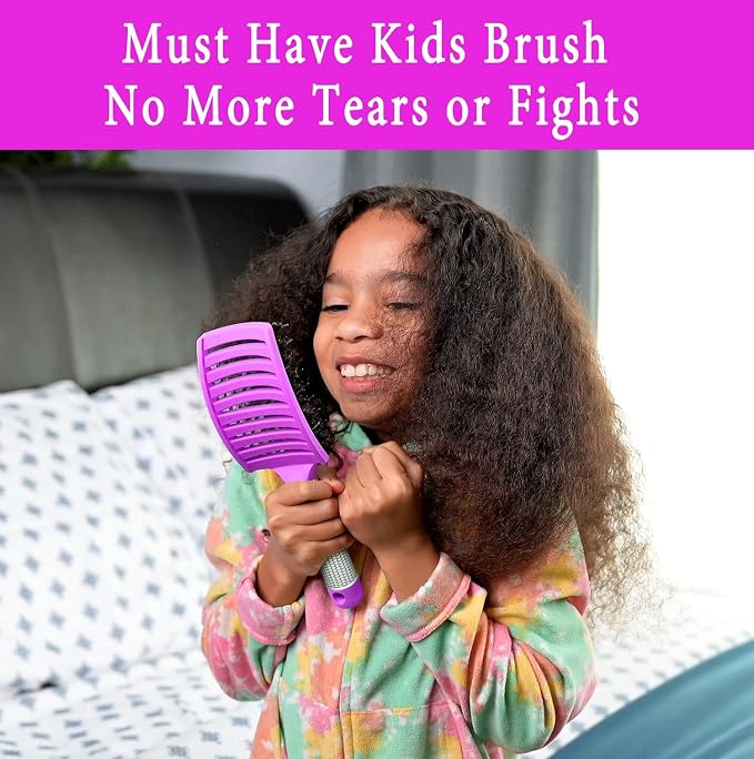 Detangling Brush for Women & Kids, Wet & Dry Hair, All Hair Types | Less pulling & breakage, Boar bristles tame frizz & add shine, Vents for faster blow-drying, Lightweight 4 oz, Non-slip grip