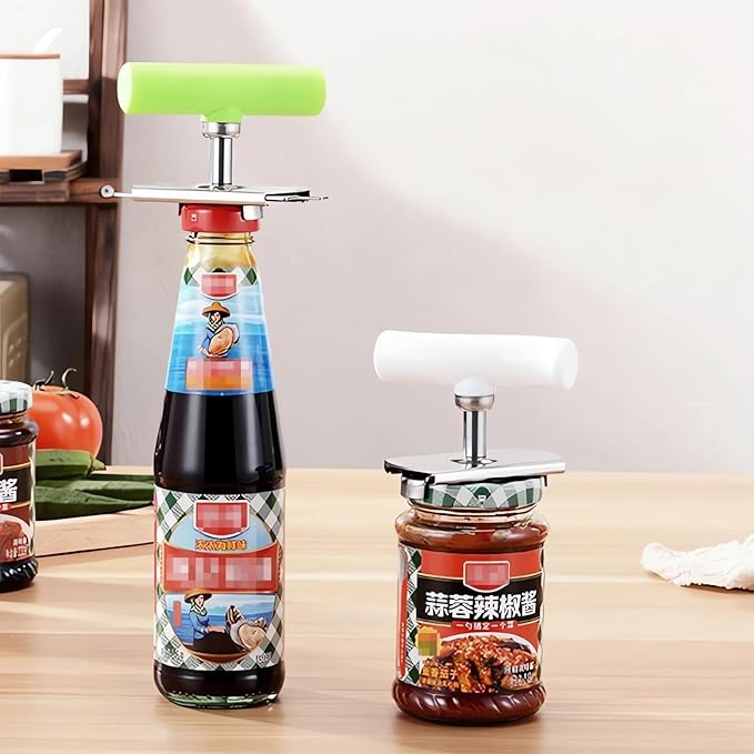 2024 New Effortless Arthritis Jar Opener - Jar Opener Bottle Opener for Weak Hands, Adjustable Grip Jar Openers for Seniors, Stainless Steel Easy Open Lid Opener - Simple But Powerful (Wooden)