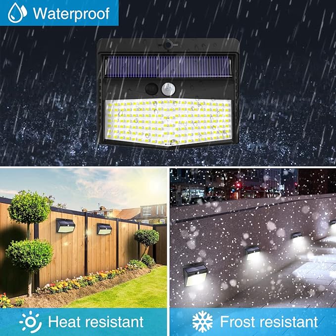 10 Pack Solar Motion Sensor Lights Outdoor Waterproof with 3 Modes | Cool White, Black Frame, LED, Solar Powered, Security Lighting for Outside Wall Garden Fence Yard Deck Patio Garage