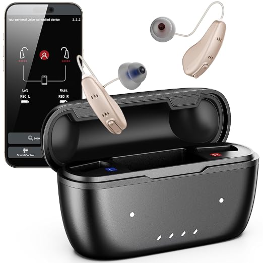 Rechargeable OTC Bluetooth Hearing Aids for Seniors, App Control | Mild to moderate hearing loss, invisible, power with up to 24 hours per charge