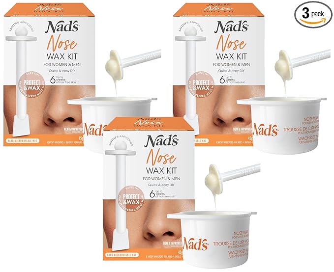 Nad's Nose Wax Kit for Men & Women - Waxing Kit for Quick & Easy Nose Hair Removal,(Pack of 3)