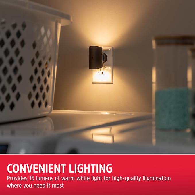 Energizer Night Light Plug in, Rotating, Dimmable, Color Changing, Modern Sconce LED Nightlight Plug into Wall, Dusk to Dawn Sensor, Adults, Kids, Bedroom, Bathroom, Hallway, Kitchen, 85615