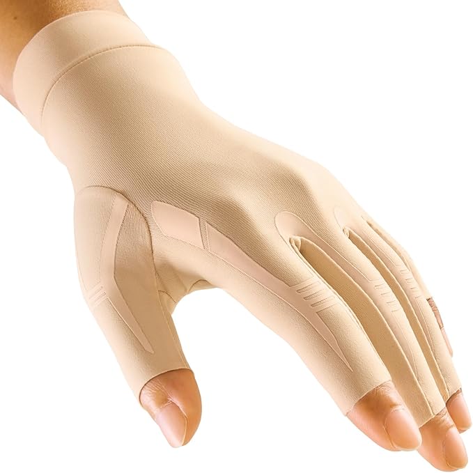 FREETOO Carpal Tunnel Gloves for Typing, Compression Edema Glove for Right Left Hand, Raynauds Gloves for Women Men for Typing, Driving, Knitting, Tendonitis, Numbness, Lymphedema Skin XL