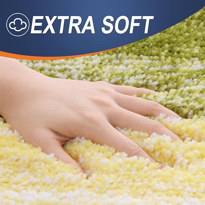 OLANLY Bathroom Rug Set 2 Piece, Soft Absorbent Microfiber Bath Rug Set, Non-Slip, Machine Wash Dry, Plush Shaggy Bath Mats for Bathroom (47"x20"+24"x16", Olive Green)