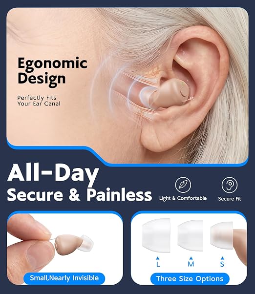 Hearing Aids for Seniors With Auto UV Cleaning FSA-HSA Eligible | Rechargeable OTC Hearing Aid Advanced Noise Cancellation, Nearly Invisible Design for Adults & Seniors