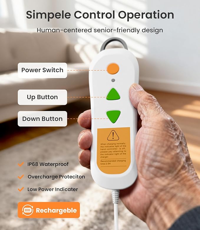 2-in1 Electric Chair Lift, Stand Up Independently from Floor, Support Up to 300 LBS, Chair Lift for Elderly, Help You Stand Up for Living Room & Bathtub