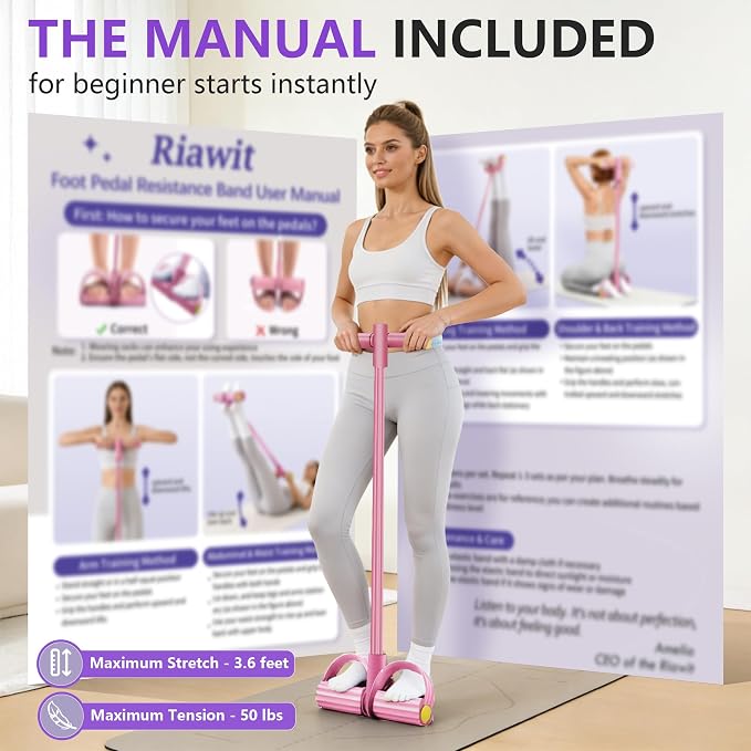 Upgraded Pedal Resistance Band with Handle, Soft Durable Fashion Puller Exercise with Thickened 6 Tension Ropes, Tube Pedal Resistance Device for Abdomen, Waist, Arm, Leg, Core/ABS