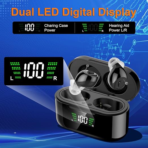 Ultra 32-Channel Digital OTC Hearing Aids for Seniors & Adults | AI noise cancel, 100+hrs battery, Superior sound, Invisible in-ear amp, Rechargeable, Auto on/off – for mild to moderate loss