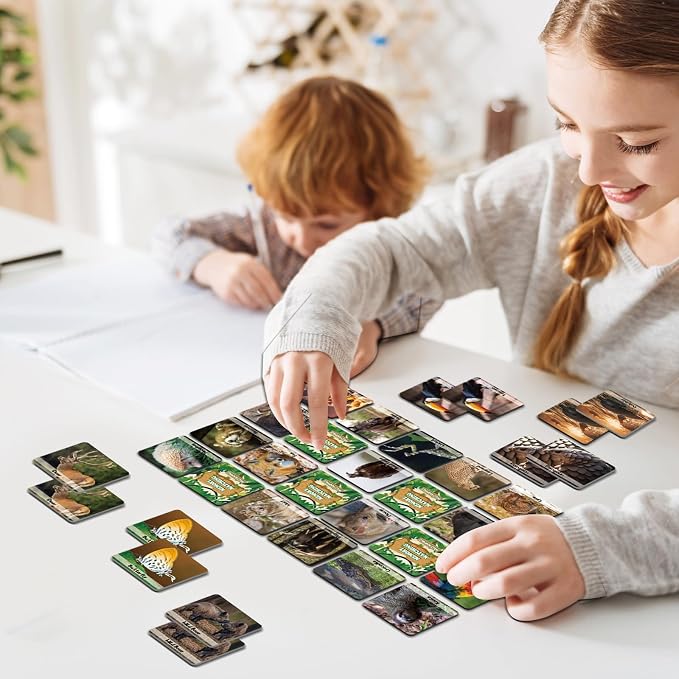 gisgfim 100 PCS Memory Matching Game Wild Animals Concentration Memory Card Matching Games