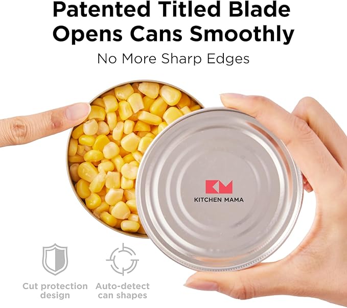 Kitchen Mama One-To-Go Electric Can Opener: One Touch, Auto Stop, Smooth Edge, Lid Lift, Safety, Automatic, Magnetic, Cordless, Battery Operated, Kitchen Appliance for Senior with Arthritis (Yellow)