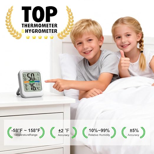 G.CATACC Room Thermometer Indoor Hygrometer Temperature Humidity Monitor | 5s Fast Refresh, 2.8" Large LCD, Battery included, Accurate Sensor for Home Office Baby Nursery Greenhouse Reptile Incubator
