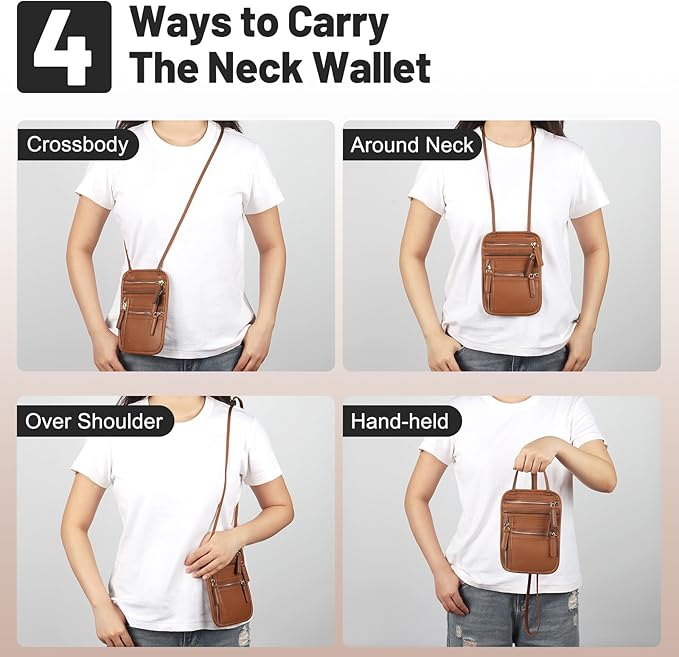 Neck Wallet for Traveling Women Men, RFID Blocking Leather Travel Pouch | Passport Holder, Family Travel Document Organizer Passport Wallets,International Travel Must Haves Travel Accessories