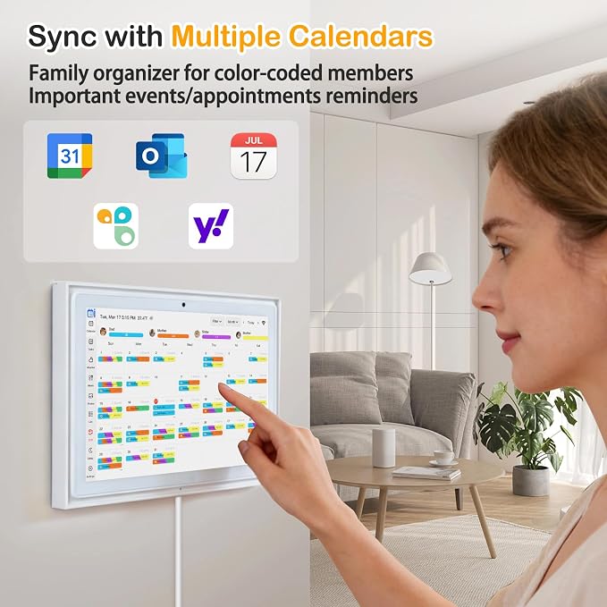 10.1-inch Digital Family Calendar, No Subscription, Video Call, Dual Mount | Calendar Sync, Chore Charts, Meal Planner, HD Photo Frame, Small Space Fit