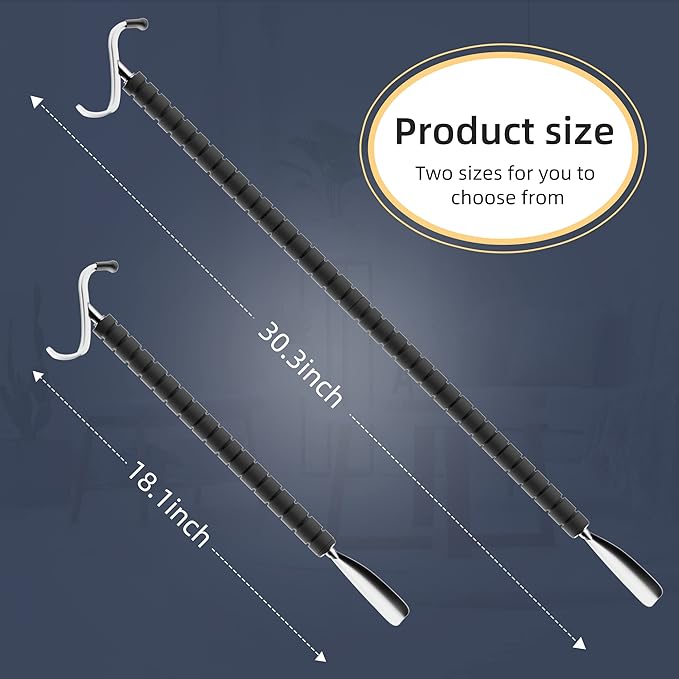 Shoe Horn Long Handle,Dressing Stick,Adjustable Extended Sock Remover Aid Helper for Shoes, Socks, Shirts, Pantsseniors with Travel Bag