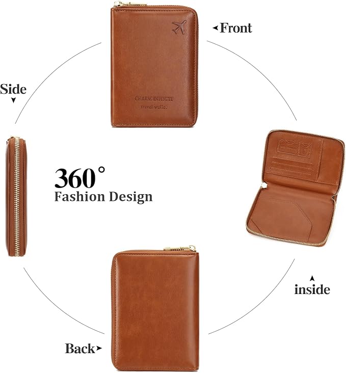 Travel Passport Wallet RFID Blocking Passport Holder-Women and Men with Zippered Ladies Passport Cover