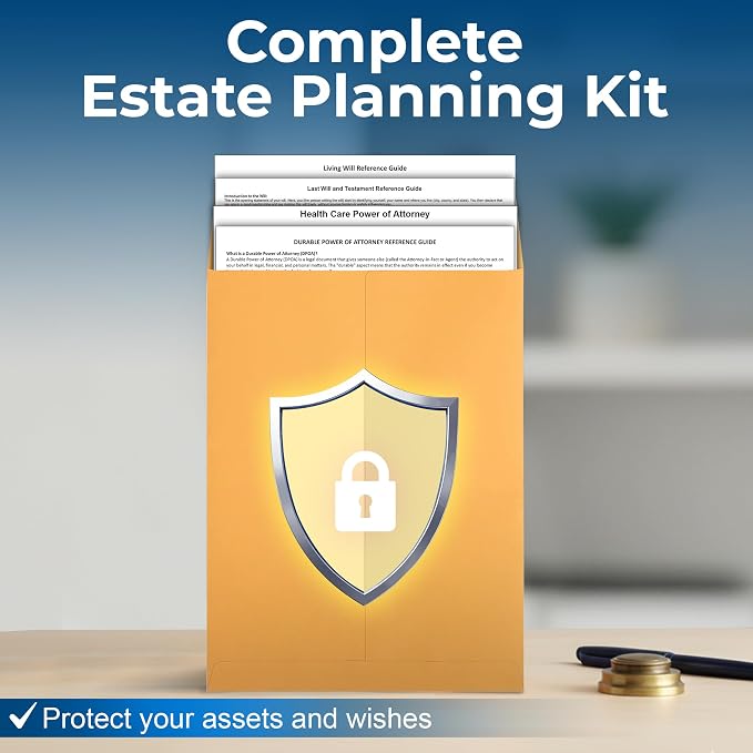 Complete Estate Planning Kit & Will Planner – Last Will and Testament, Living Will, Durable Power of Attorney, and Health Care Power of Attorney – Do It Yourself Legal Will and Testament Kit