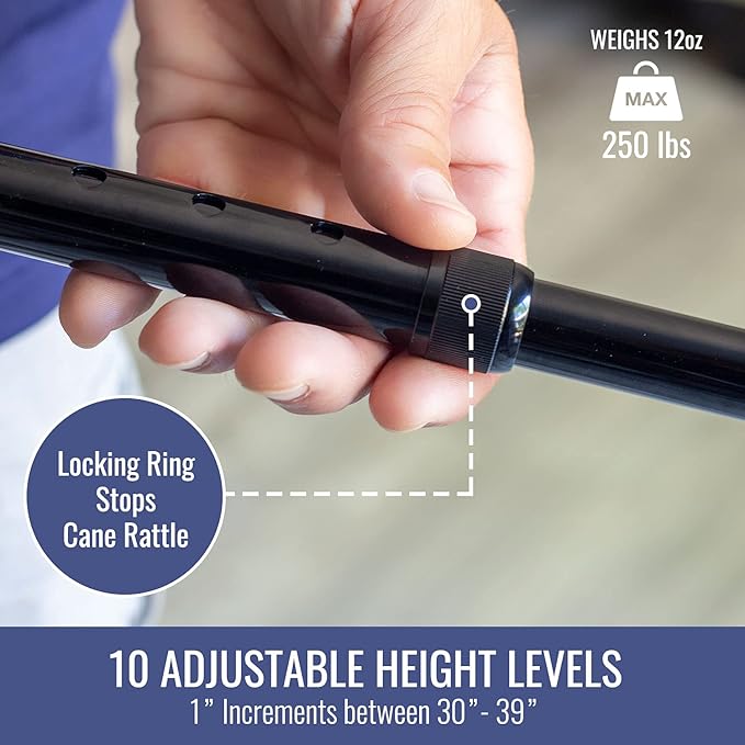 DMI Walking Cane for Adult Men and Women, FSA Eligible, Lightweight and Adjustable, Ergonomic Hand Grip and Wrist Strap