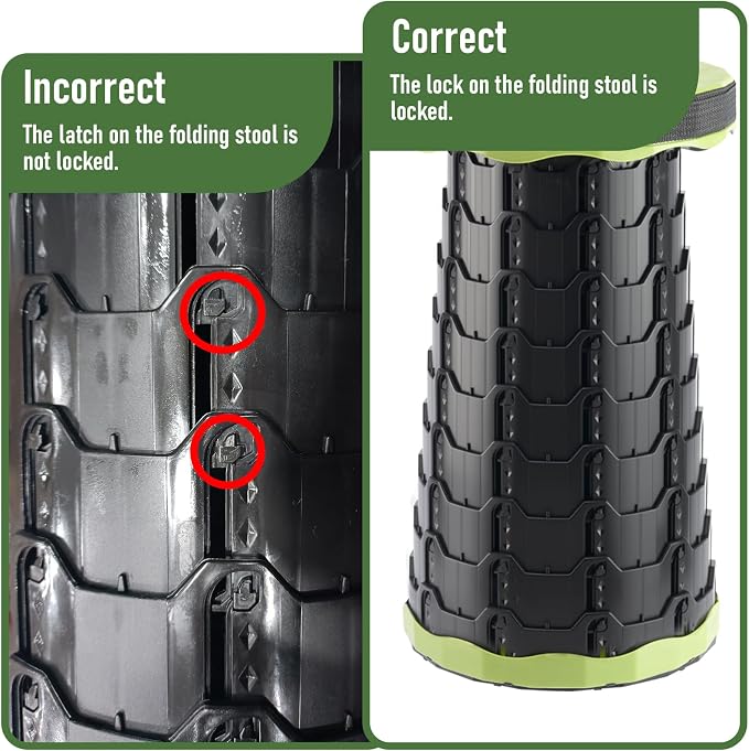 Doseno Portable Collapsible Stool, Pop Up Stool, Retractable Camping Seat | Height range 2.4-17.5 in; thickened PP, 2 lb design and shoulder strap for fishing, hiking, BBQ, travel, and outdoor use.