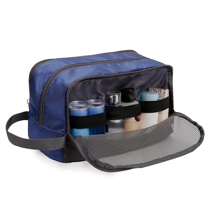 WANDF Travel Toiletry Bag for Men, Small Dopp Kit for Toiletries | Water-Resistant Fabric, Travel Bag for Toiletries, Compact Storage, Shaving Accessories, Weekend Trips