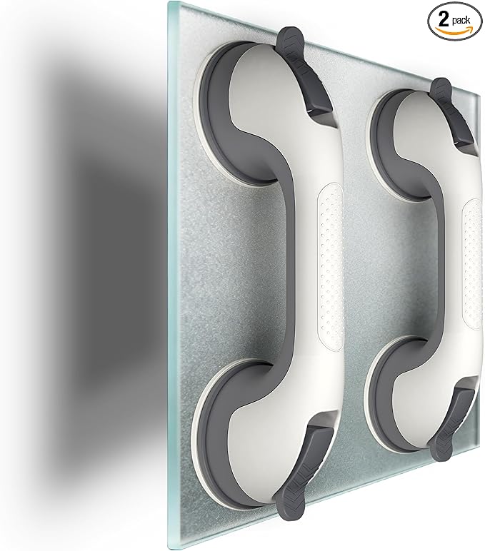 2 Pack Grab Bars for Bathtubs and Showers, Shower Handles for Elderly Seniors bar Safety 500 lbs Walls Handicap Heavy Duty Holder Hooks to Lift Large Tile Glass Suction Cups Tool