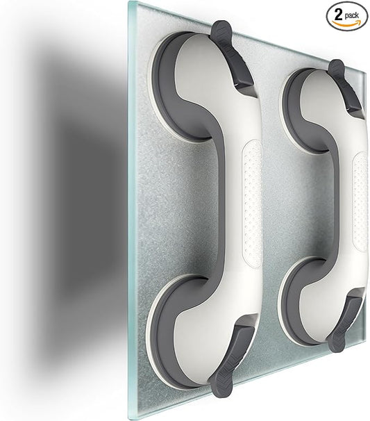 2 Pack Grab Bars for Bathtubs and Showers, Shower Handles for Elderly Seniors bar Safety 500 lbs Walls Handicap Heavy Duty Holder Hooks to Lift Large Tile Glass Suction Cups Tool