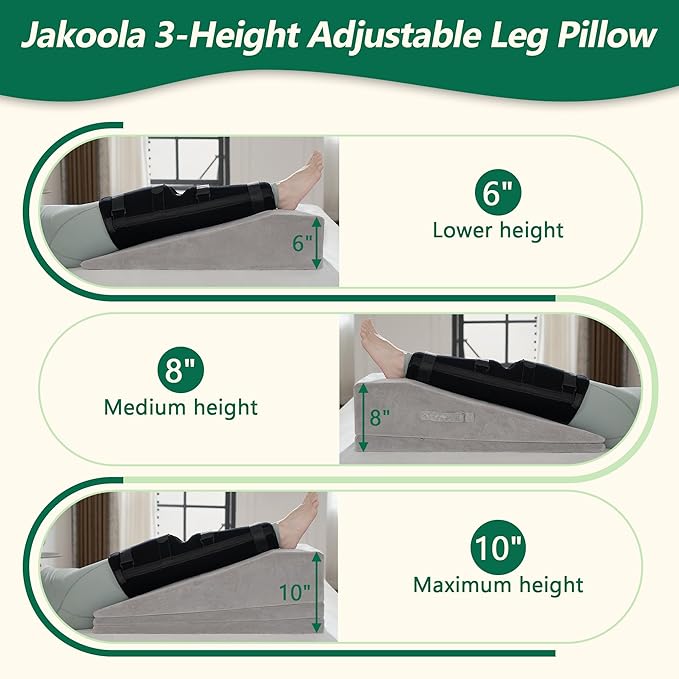 Wedge Pillow for Sleeping, Bed Wedge Pillow for After Surgery 3-Height Memory Foam Leg Elevation Pillow for Swelling Back Pain Relief Sciatica Knee Ankle Pain Bed Support Legs L 29"