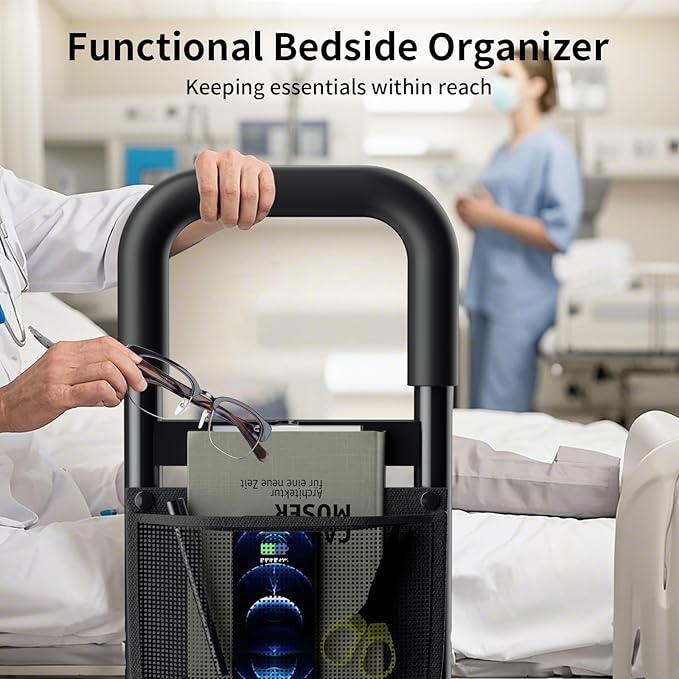 Step Stool with Handle for Adults- Step Stools for Seniors with Adjustable Handrail, Non-Skid Platform, Elderly, Foot Stool, Bed Steps for High Beds for Adults (2 Step Stool)