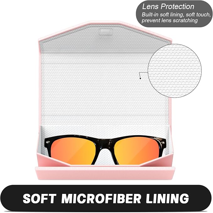 Sunglasses Case, Foldable Glasses Case, Magnetic PU Leather Hard Shell Folding Eyeglass Holder Box, Collapsible Unisex