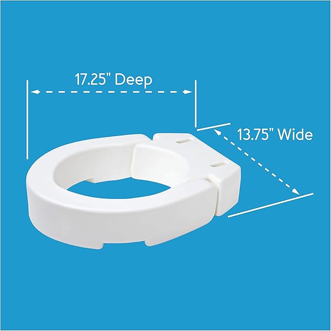 Carex Hinged Round Raised Toilet Seat Riser, Adds 3.5 Inches of Height, 300 lbs Capacity, Elevating and Raising Seat for Elderly and Handicap, Universal, Slip-Resistant, White