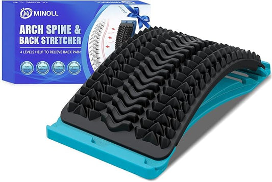 Back Stretcher for Lower Back Pain Relief, 4 Level Adjustable Arch Lumbar Back Cracker Board, Back Cracking Device, Back Massager for Scoliosis, Spine Decompression Support - Dark Blue