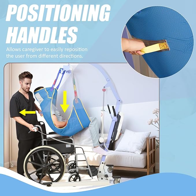 500lbs Mesh Full Body Sling for Lift - Patient Transfer Sling with Wide Pads for Elderly & Disabled,Compatible and Multi-Scene Transfer