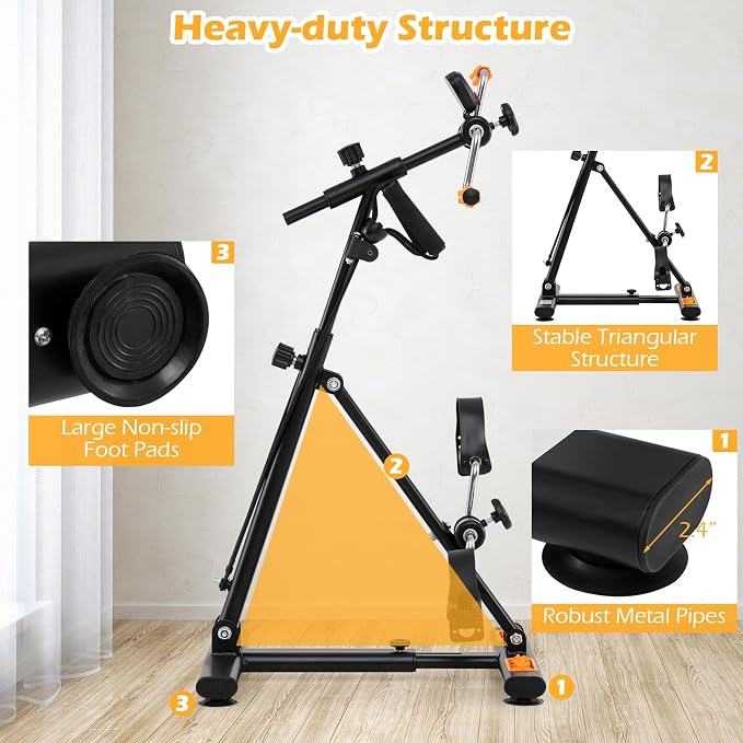 GYMAX Pedal Exerciser Bike Arm Leg Knee Physical Therapy Peddler, Adjustable Fitness Equipment Home Exercise Bike with LCD Monitor for Seniors Total Body Workout, Elderly Rehab