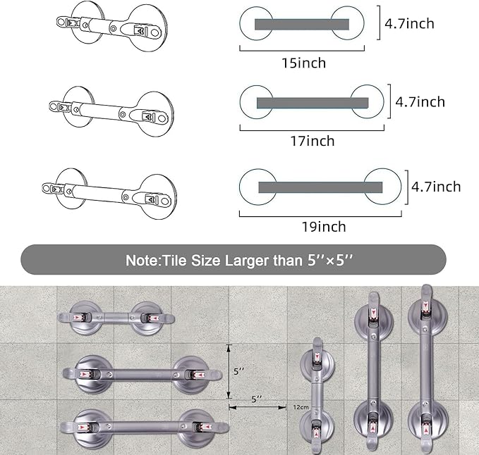 19inch Shower Suction Grab Bar, Portable Shower Handle Bar Suction Grip Bar Bathtub Handle with Strong Hold Suction Cup Fitting and Rapid Release for Bathroom(Max Capacity 300lb