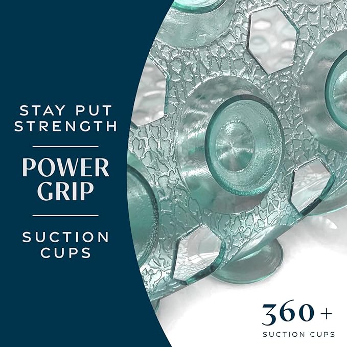 SlipX Solutions Power Grip 39x16 Bathtub & Shower Mat | Premium Non-Slip Bath Safety | Clear Light Green