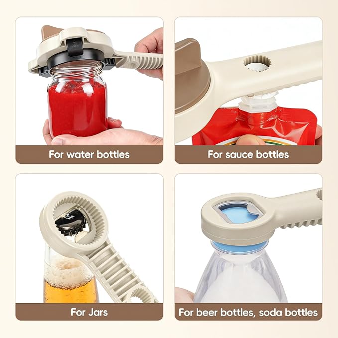 4-In-1Jar Opener,Jar Openers For Seniors,Adjustable Jar Opener Fits 1-3.5 Inch Bottle Caps,Perfect or Arthritis and WeakHands,Works Beer,Sauces,Canned Goods(Included Magnetic Hook)