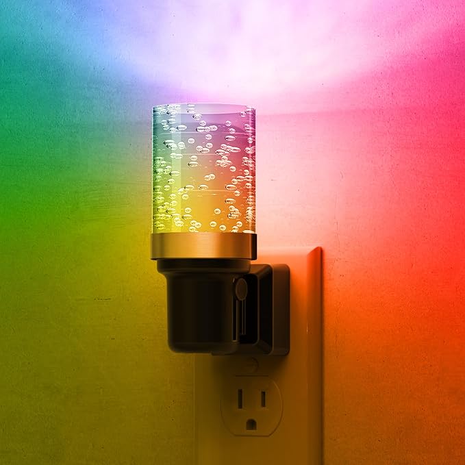 L LOHAS LED Night Light, Dimmable Night Lights Plug into Wall | Color Changing Nightlight RGB with Auto Light Sensor for Halloween, Christmas, Holiday, Hallway Bedroom Kids Room