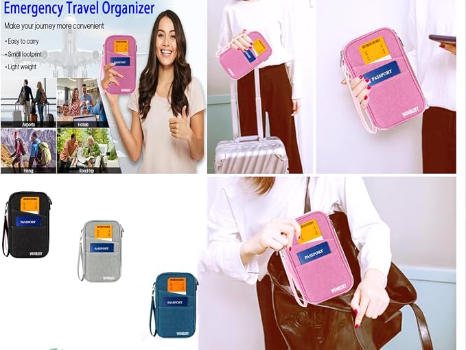 Amazing Practical Document Travel Organizer,Family Passport Holder，Rfid Women Travel Wallets, Waterproof Men Passport bags Travel Document Organizer (Dark Blue)