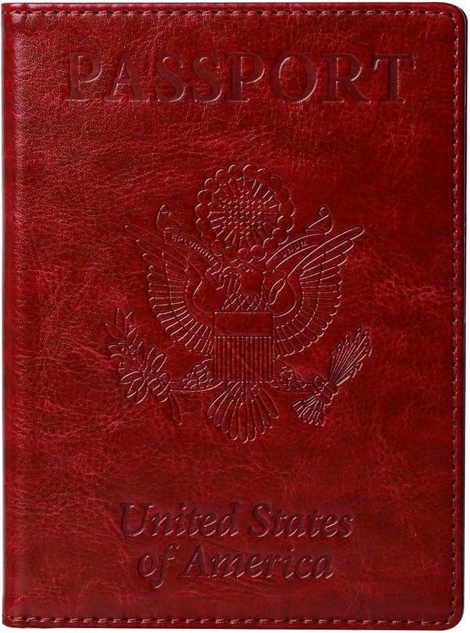 TIGARI Passport Holder for Travel Women Men, Valentines Day Gifts PU Leather Wallet Cover Case Sleeve, Waterproof Protected Document Organizer, Vacation Plane Cruise Travel Essentials