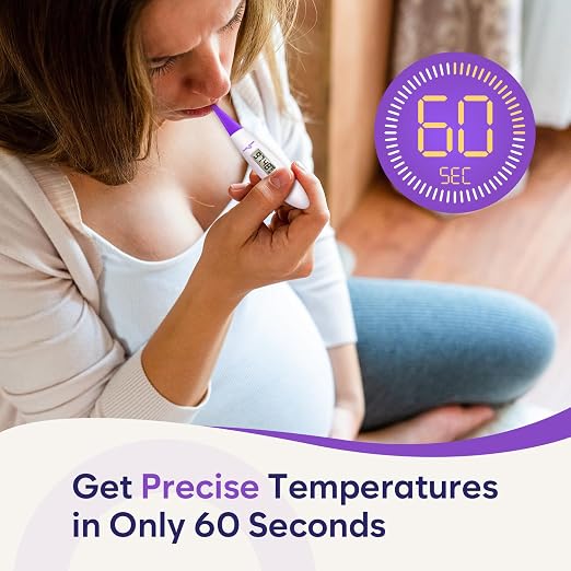 Easy@Home Basal Body Thermometer: BBT for Fertility Prediction with Memory Recall- Accurate Digital Basal Thermometer for Temperature Monitoring with Premom App - EBT-018 | Precise 1/100th Degree Tracking. Flexible Waterproof Tip & Memory Recall. Auto ...