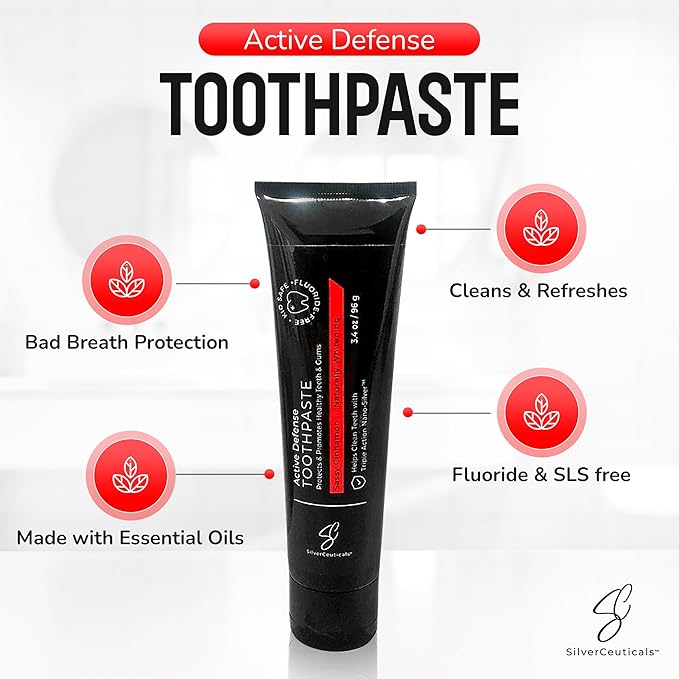 Colloidal Silver Toothpaste w/Coral Calcium & Xylitol - Sassy Cinnamon - Remineralize Enamel - SLS & Fluoride Free Cavity Protection - Gum Health - Bad Breathe - Gingivitis - Mild Flavor - 3.4oz