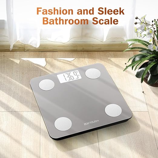 ZOETOUCH Smart Bathroom Scale for Body Weight, Digital Weighing Scale with BMI, Body Fat, Muscle Mass, Bluetooth Machine for People, Work with App, 14 Body Composition Analyzer