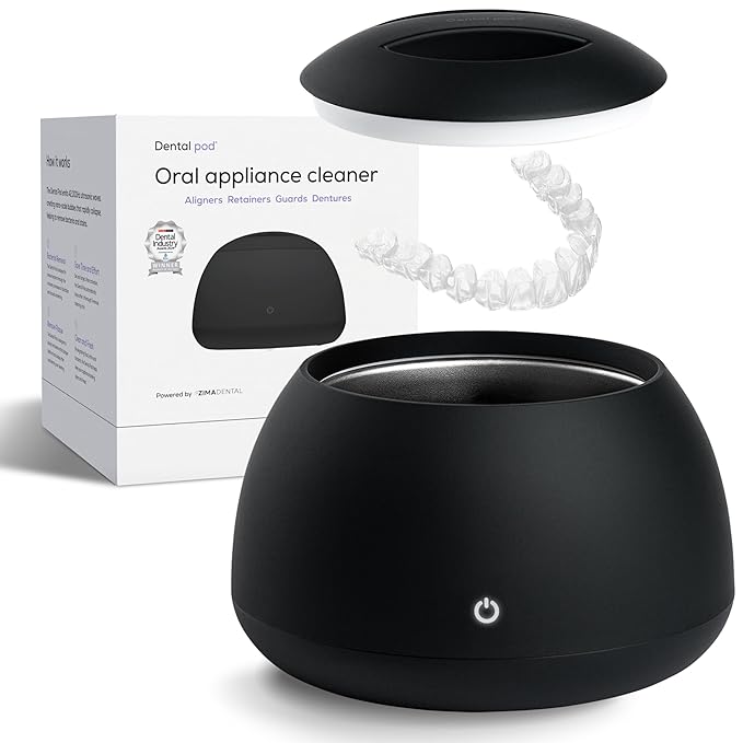 Zima Dental Pod: Ultrasonic Retainer Cleaner. The Original Retainer Cleaner Machine, Aligner Cleaner, Nightguard Cleaner, Mouthguard Cleaner, Denture Cleaner. Ultrasonic Cleaner For Oral Dental Care