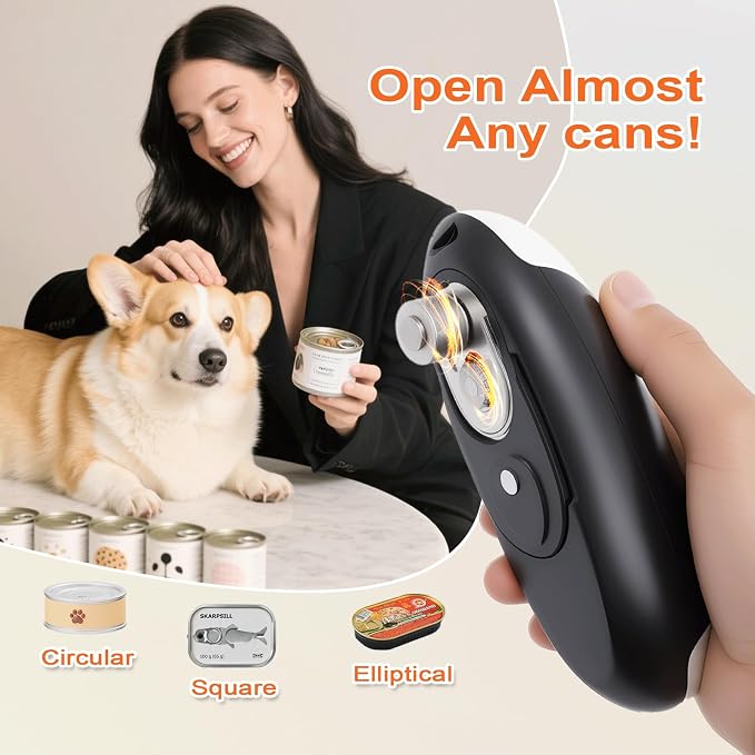 NOTUSIUY Rechargeable Auto Electric Can Opener, Hands-Free Smooth Edge, One-Touch Safe Opener for Seniors, Ideal Kitchen Gift