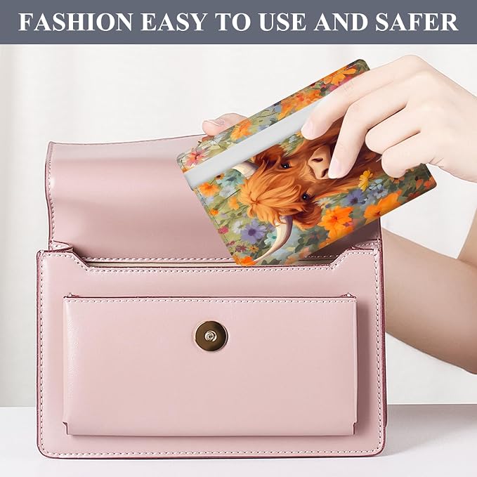 Passport Holder for Travel Essentials, RFID Premium Leather Passport Wallet Cover Case for Travel Must Haves Accessories, Passport Book Holders for Women Men Cute Flower Cows