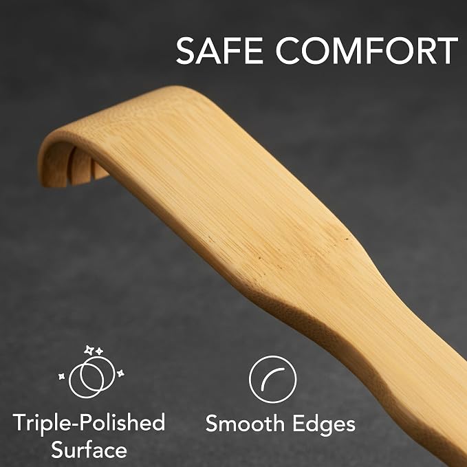 Slick- Bamboo Back Scratcher, 16.5", 2 Pack, Long Handle | Wooden Back Scratcher for Men & Women, Smooth Edges, Triple Polished Finish for Comfort, Relaxation & Daily Use
