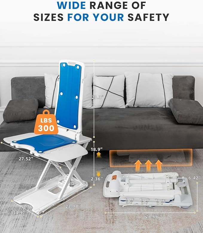Flycity Electric Lift Chair, IP68 Waterproof Bath Lift Chair for Tub, Floor Chair Lift Assist Devices for Seniors & Disabled, Elderly Assistance Products, Raises Up to 20" | Support Up to 300 LBS