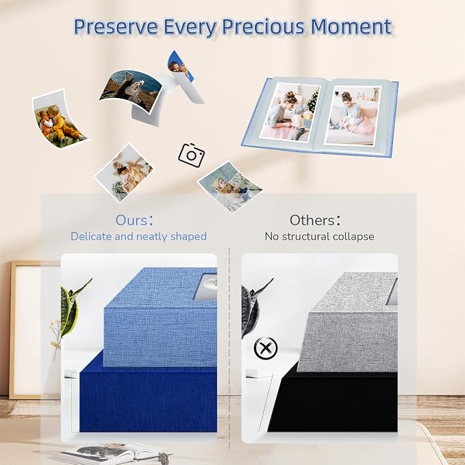 popotop Photo Album 4x6-100 Photos Photo Books with 100 Vertical Pockets,Linen Cover Albums for Family Wedding Anniversary Baby Vacation Pictures