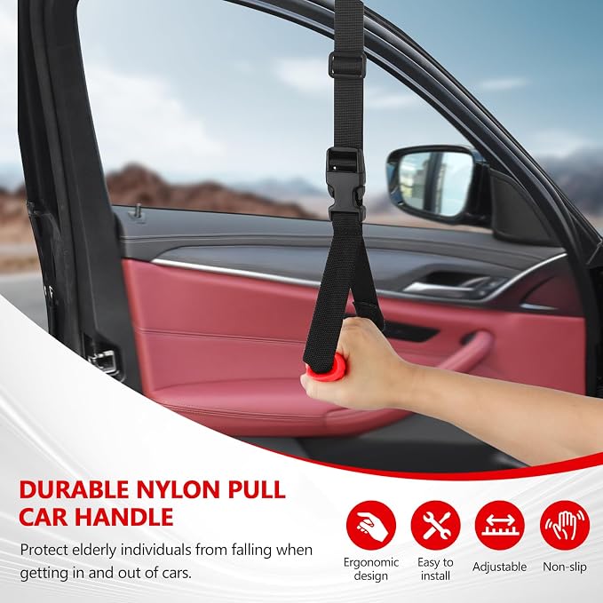 Kaiedos Car Door Handle for Elderly, 3-in-1 Car Handle Assist for Seniors, Portable Auto Cane Vehicle Support Handle, 500 lbs Capacity, Non-Slip Door Assist Bar