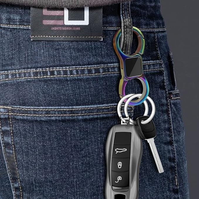 Idakekiy Key Chain Quick Release Spring with 4 Key Rings Heavy Duty Car Keychain Organizer for Men and Women